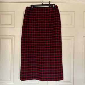 Vintage 1990s Nine & Company Red Black checked Long Modest Skirt Size 10